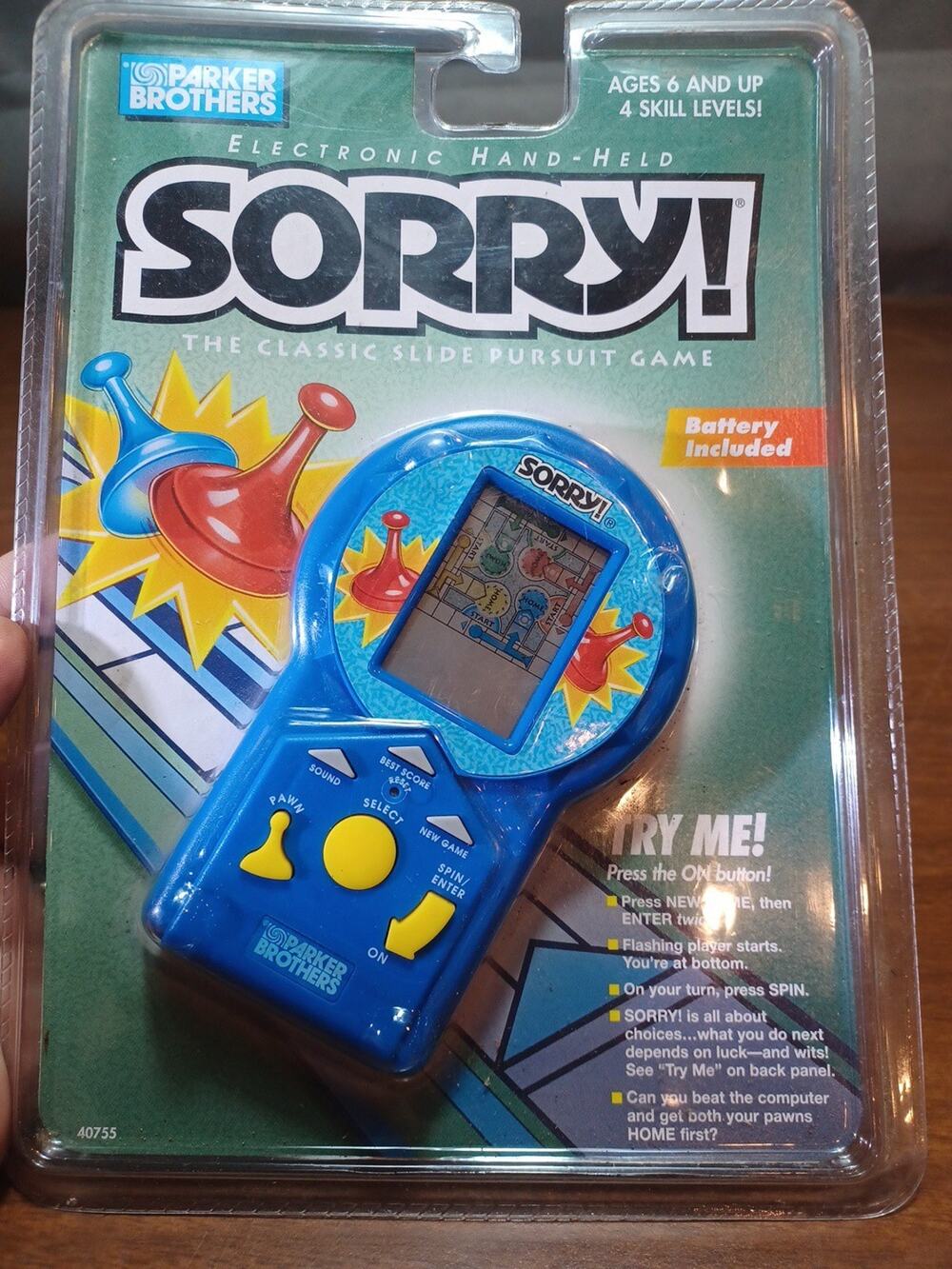 Parker Brothers Sorry Electronic Handheld Game 1996 Factory Sealed NEW